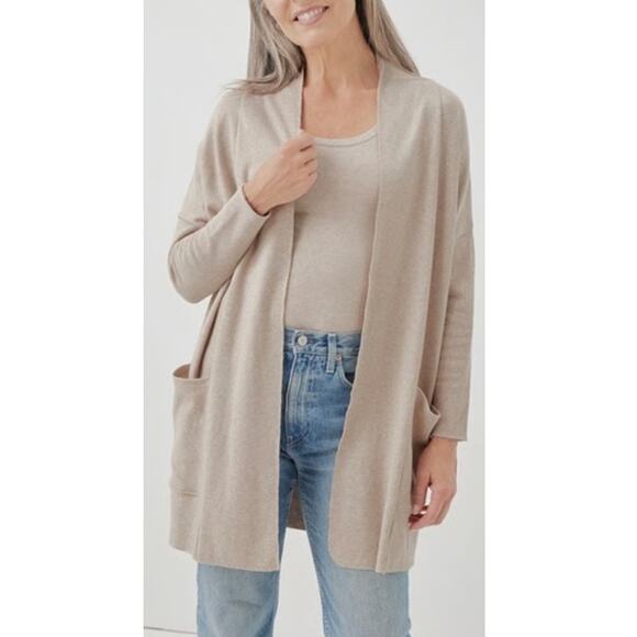 Pact Women's Wheat Tan Organic Cotton Heather Airplane Cardigan Size XS-S - Picture 1 of 6